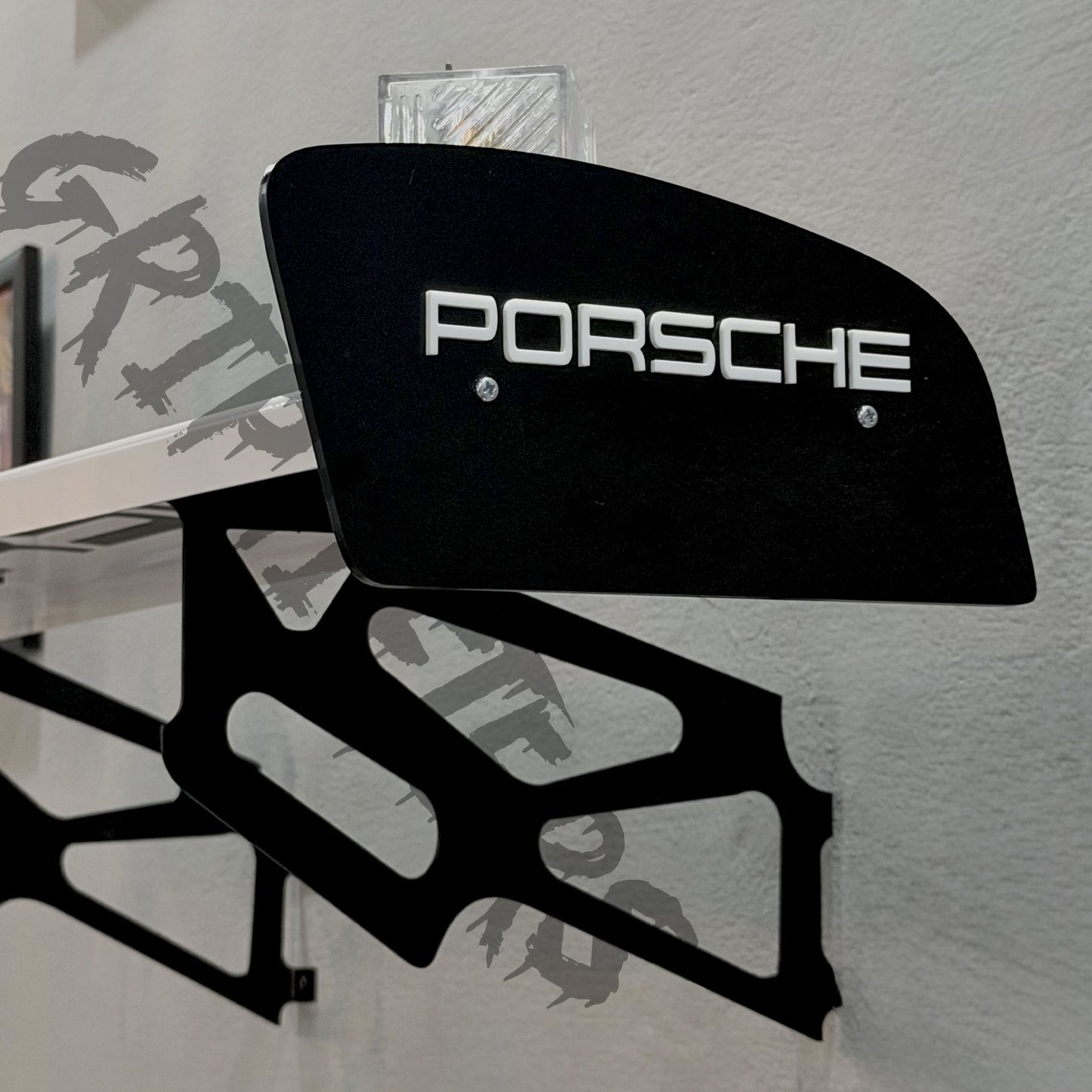 Porsche Style Spoiler Shelf | Two-Tone Motorsport Wall Mounted Decor