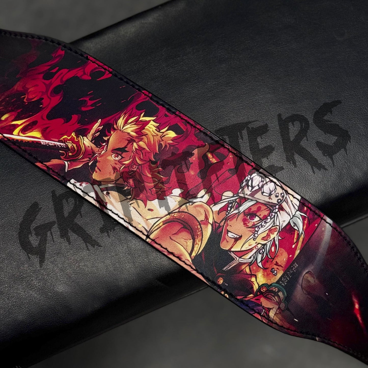 Demon Slayer Weightlifting Belt – Tengen Uzui & Rengoku Anime Gym Belt (Lever or Prong)