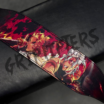 Demon Slayer Weightlifting Belt – Tengen Uzui & Rengoku Anime Gym Belt (Lever or Prong)
