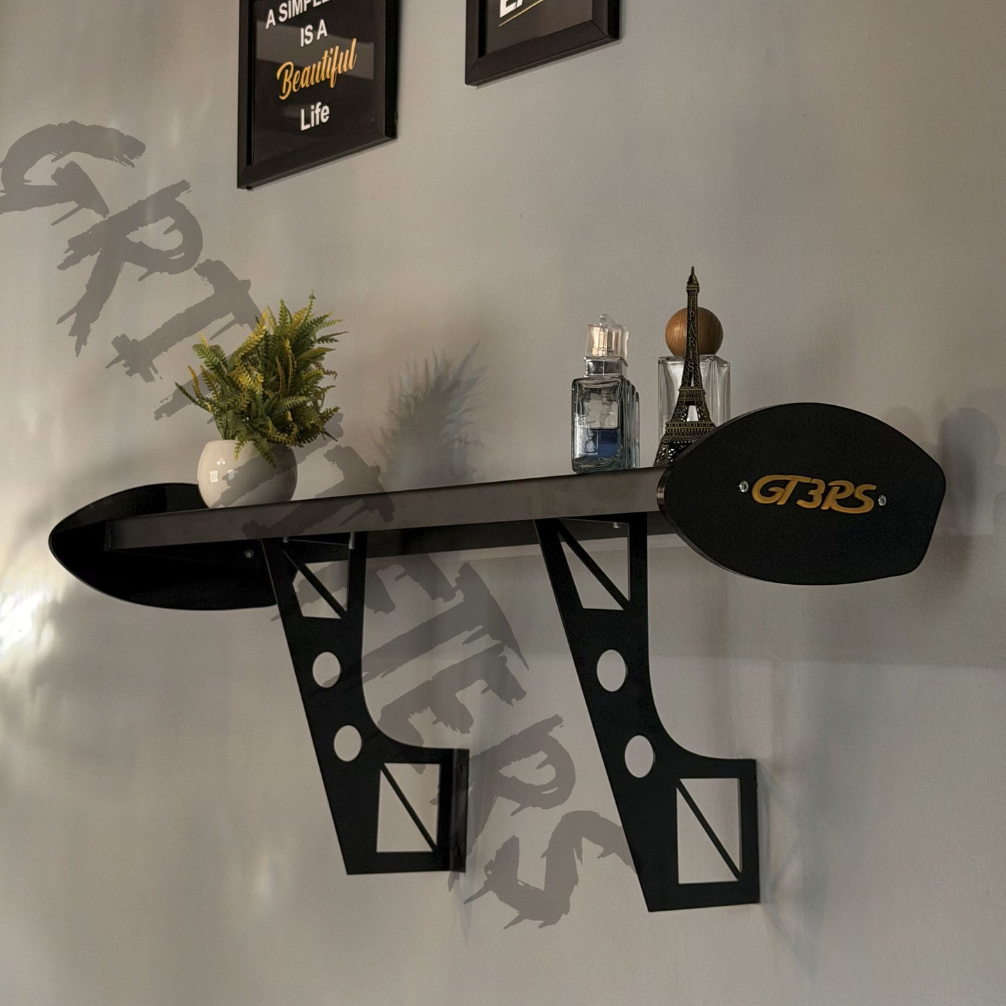 GT3 RS Gold Edition Wall-Mounted Spoiler Shelf | Premium Automotive Decor