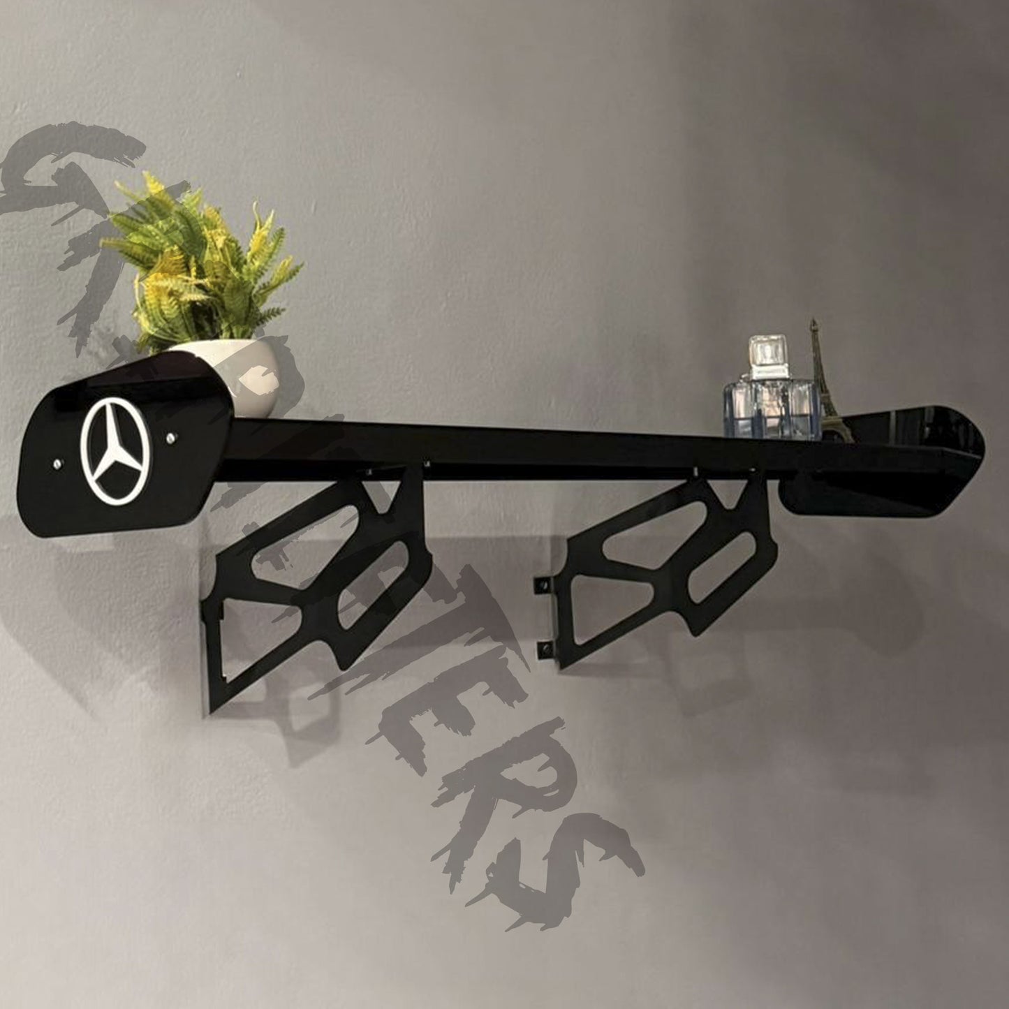 Custom Mercedes-AMG Style Spoiler Shelf | Luxury Garage Decor