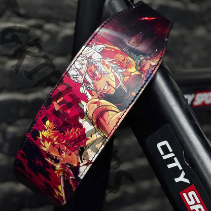 Demon Slayer Weightlifting Belt – Tengen Uzui & Rengoku Anime Gym Belt (Lever or Prong)