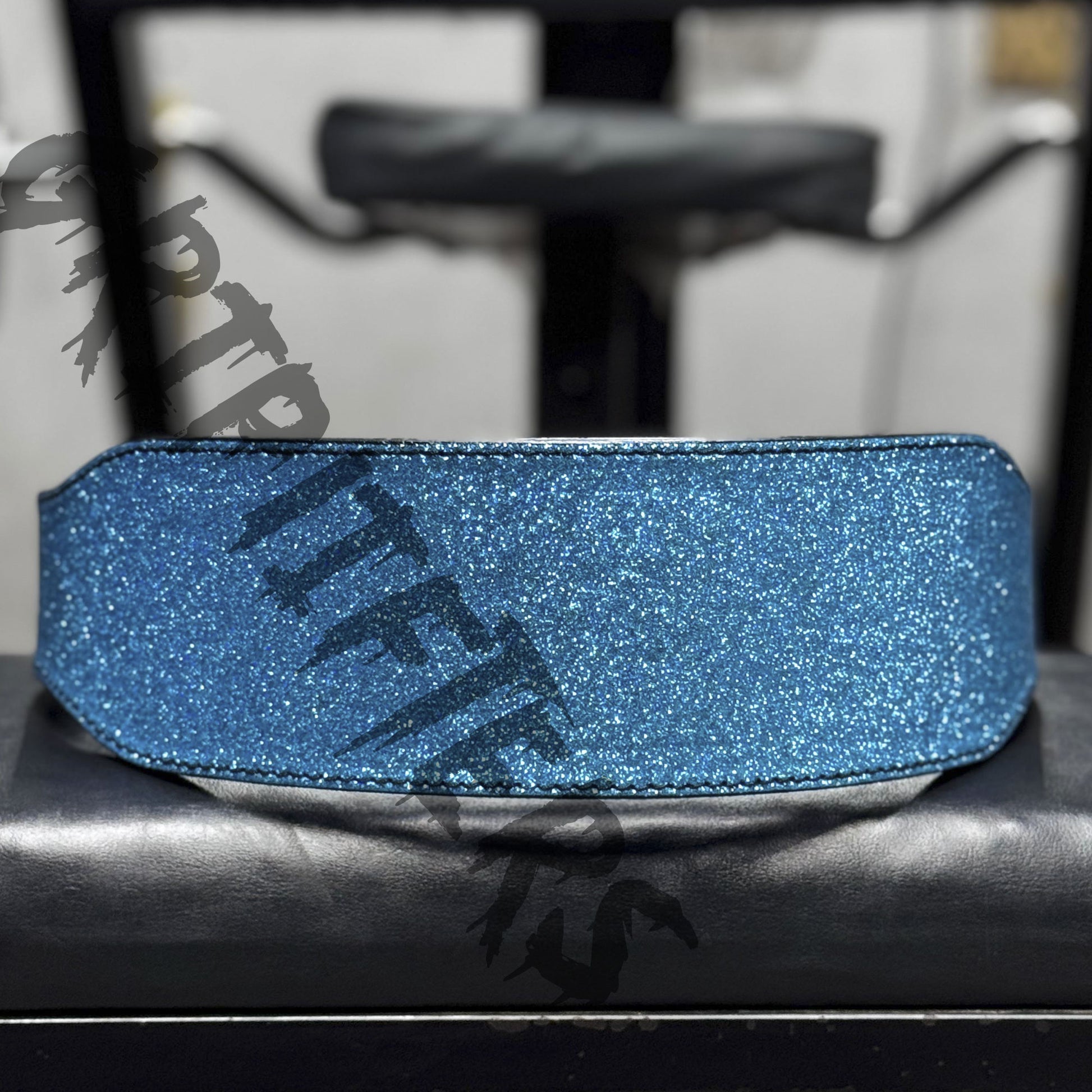 Blue sparkling weightlifting belt with glitter finish – gym powerlifting belt
