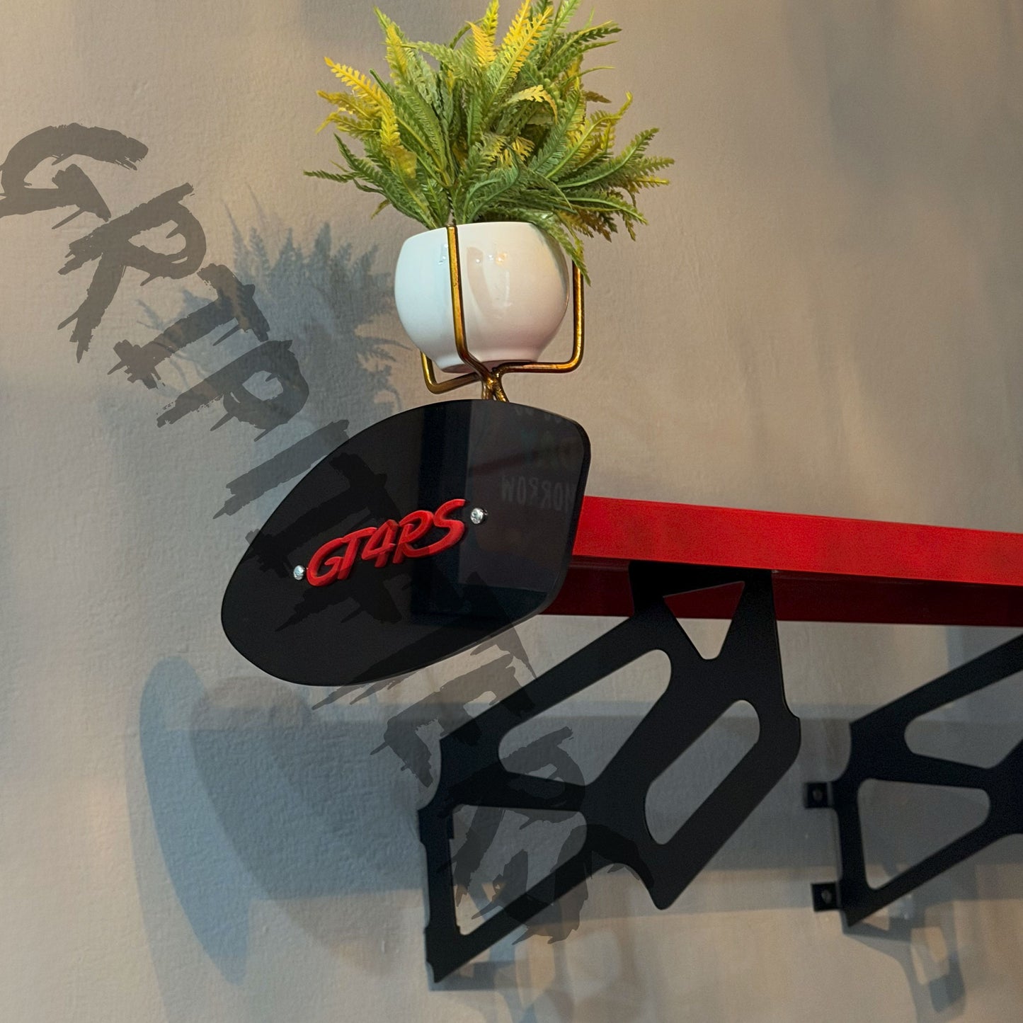 Porsche GT4 RS Style Spoiler Shelf | Two-Tone Motorsport Wall Mounted Decor