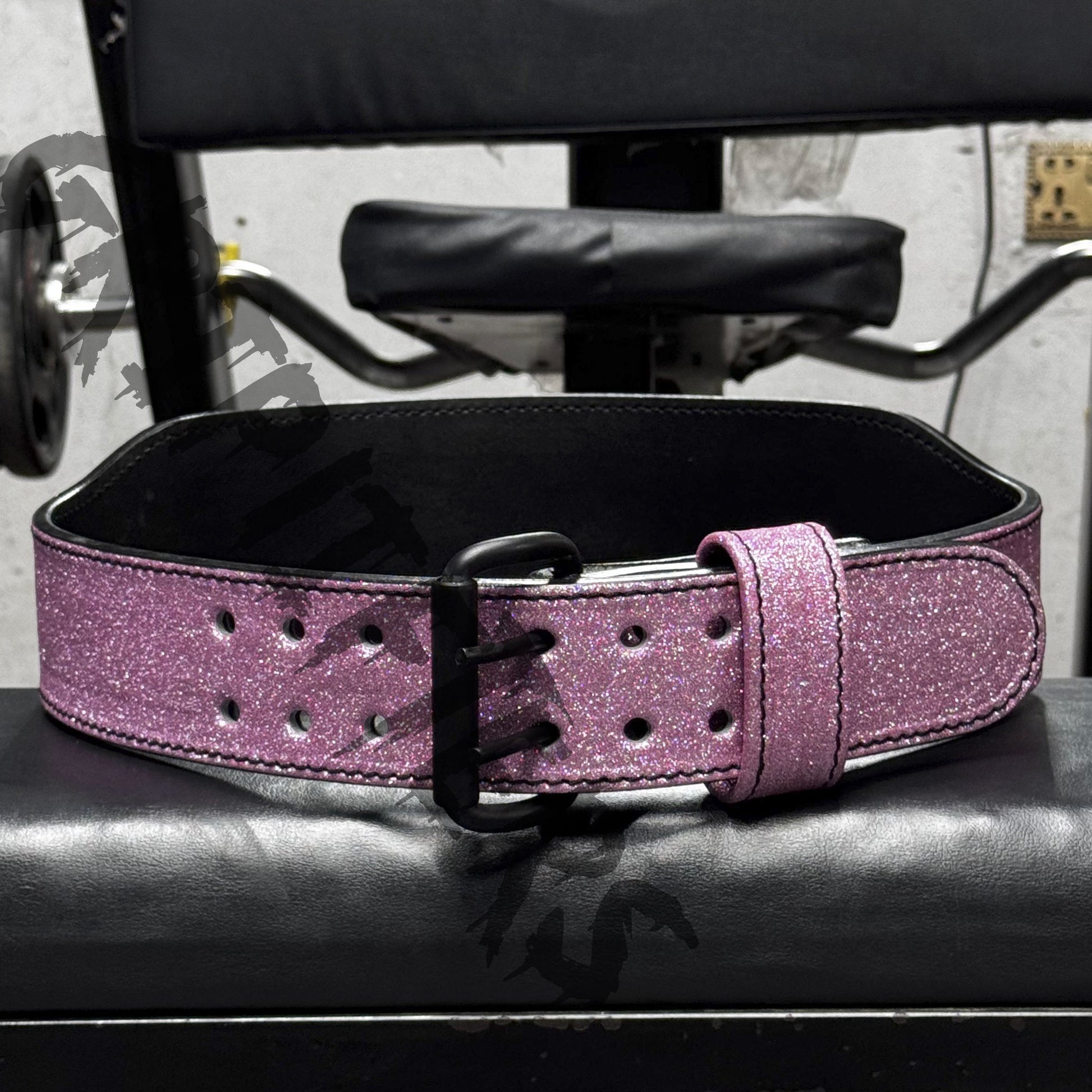 Pink sparkling weightlifting belt – glitter leather gym belt
