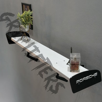 Porsche Style Spoiler Shelf | Two-Tone Motorsport Wall Mounted Decor