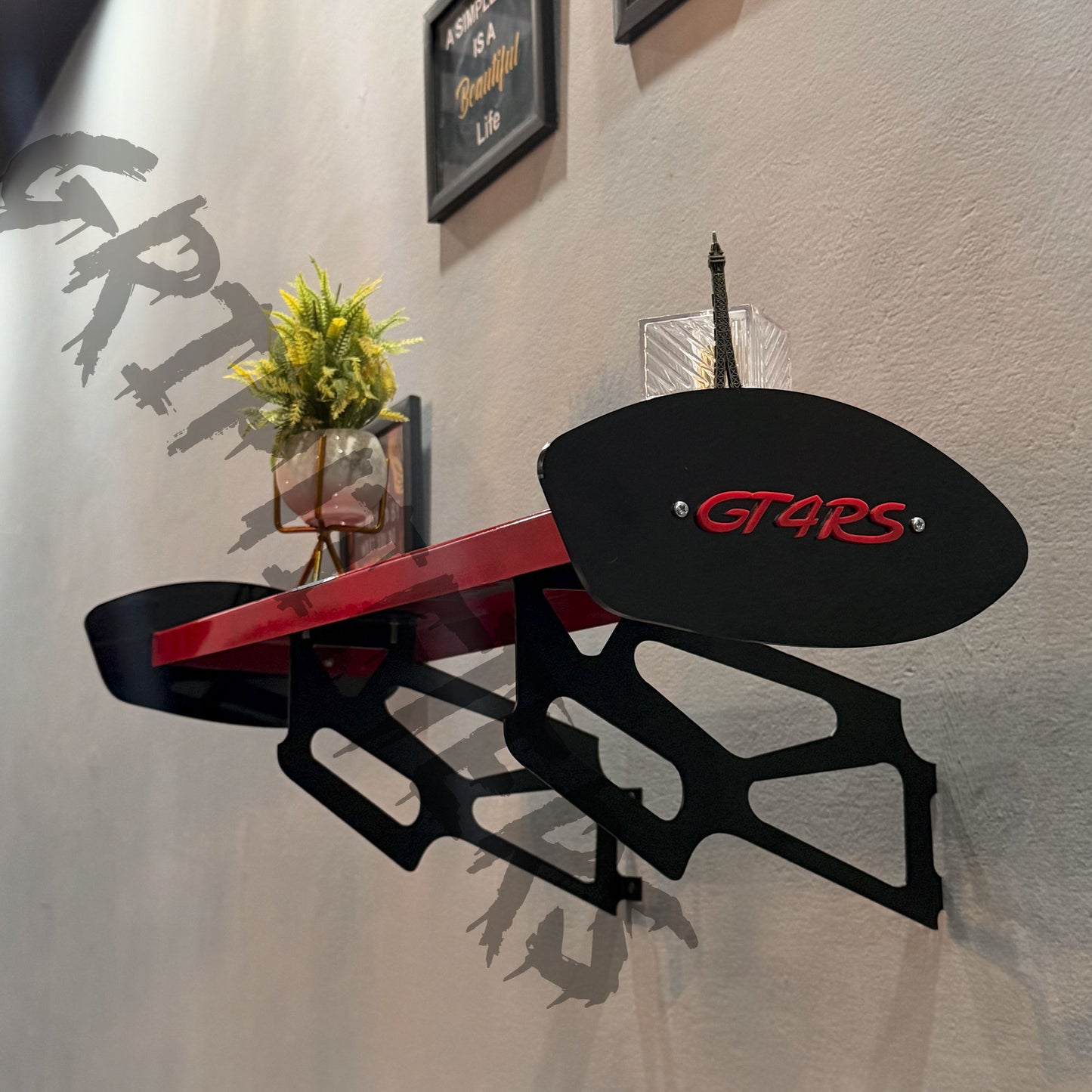 Porsche GT4 RS Style Spoiler Shelf | Two-Tone Motorsport Wall Mounted Decor