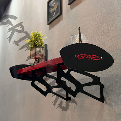 Porsche GT4 RS Style Spoiler Shelf | Two-Tone Motorsport Wall Mounted Decor