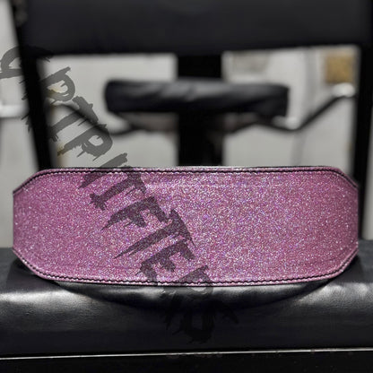 Pink sparkling weightlifting belt – glitter leather gym belt