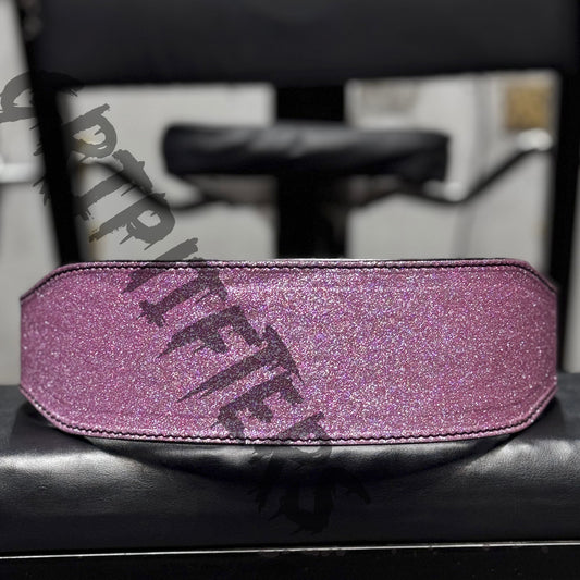 Pink sparkling weightlifting belt – glitter leather gym belt
