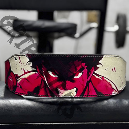 Dragon Ball Z Goku anime weightlifting belt – red and black leather gym belt