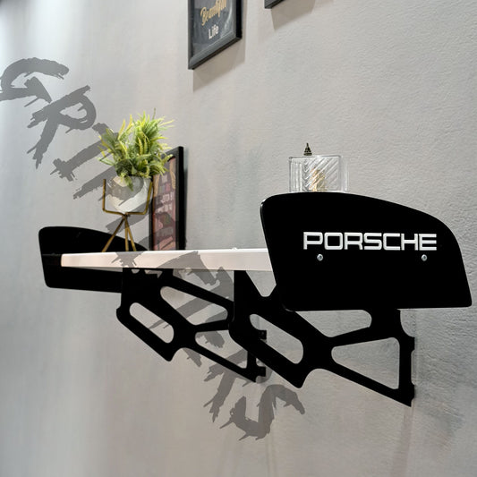 Porsche Style Spoiler Shelf | Two-Tone Motorsport Wall Mounted Decor