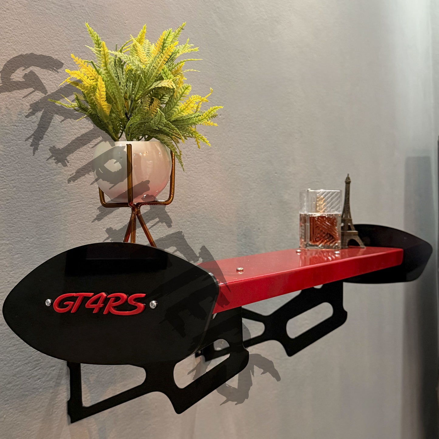 Porsche GT4 RS Style Spoiler Shelf | Two-Tone Motorsport Wall Mounted Decor