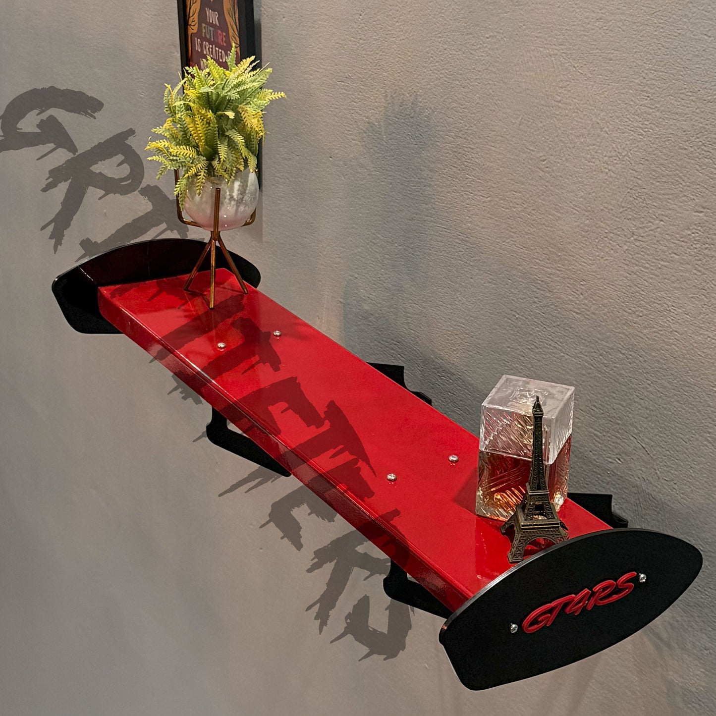 Porsche GT4 RS Style Spoiler Shelf | Two-Tone Motorsport Wall Mounted Decor