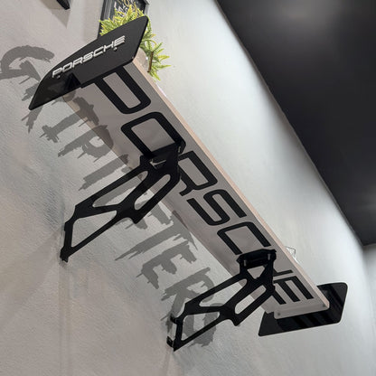 Porsche Style Spoiler Shelf | Two-Tone Motorsport Wall Mounted Decor
