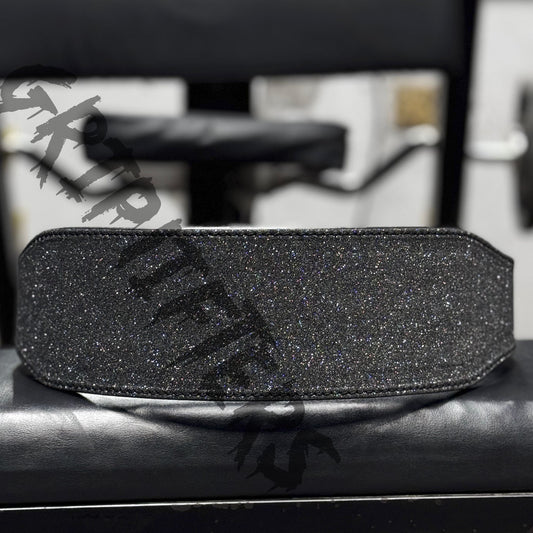 Black sparkling weightlifting belt – glitter leather gym belt