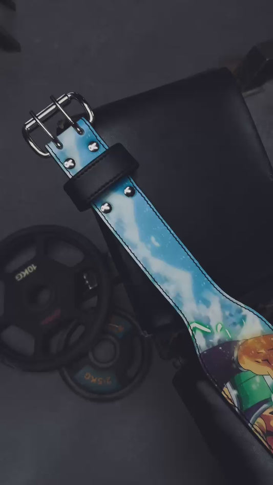 Dragon Ball Z Broly weightlifting belt – anime leather gym belt with green aura design